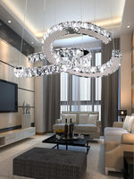 Aria Double-C Crystal Chandelier – Modern Silver Accent