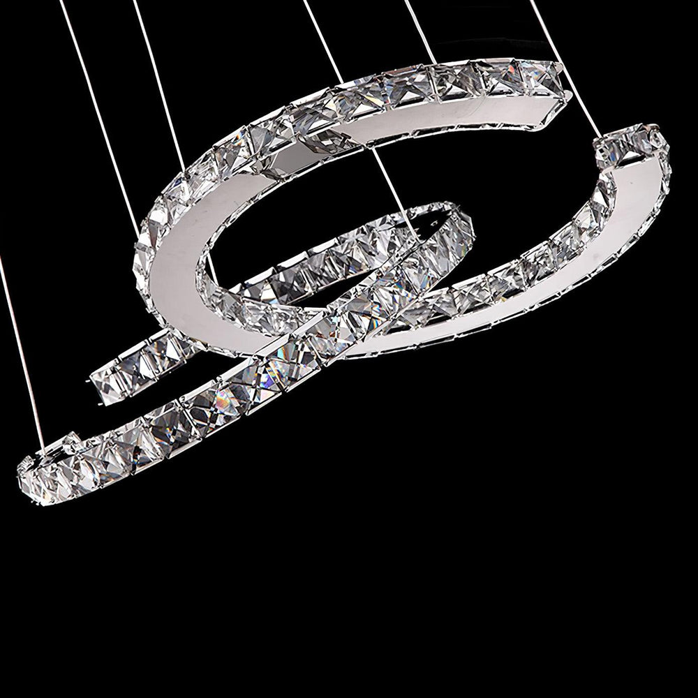 Aria Double-C Crystal Chandelier – Modern Silver Accent