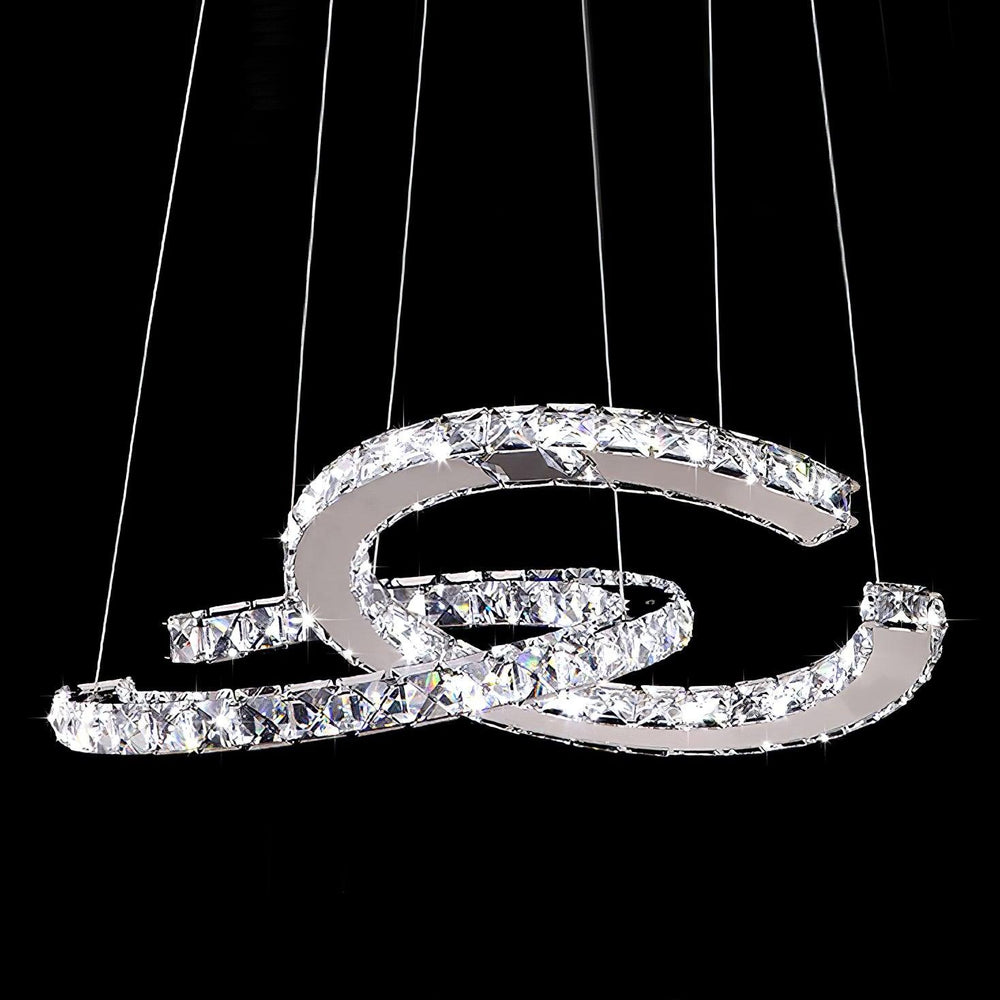 Aria Double-C Crystal Chandelier – Modern Silver Accent