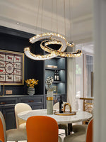 Aria Double-C Crystal Chandelier – Modern Silver Accent