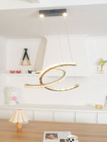 Aria Double-C Crystal Chandelier – Modern Silver Accent