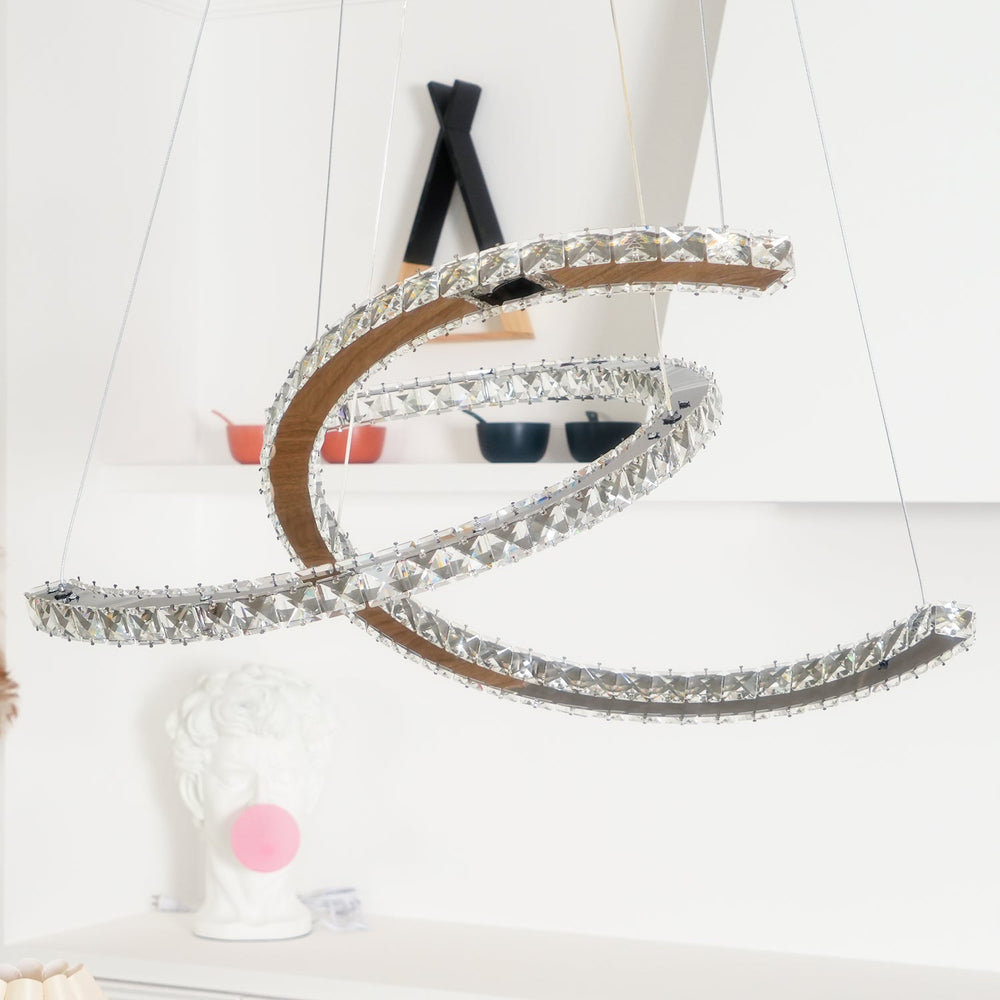 Aria Double-C Crystal Chandelier – Modern Silver Accent