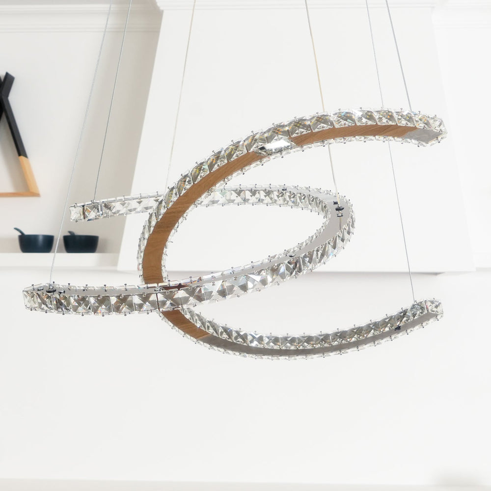 Aria Double-C Crystal Chandelier – Modern Silver Accent