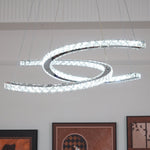 Aria Double-C Crystal Chandelier – Modern Silver Accent