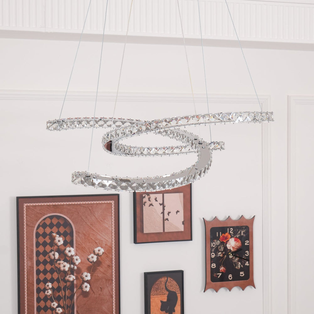 Aria Double-C Crystal Chandelier – Modern Silver Accent