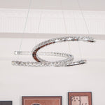 Aria Double-C Crystal Chandelier – Modern Silver Accent
