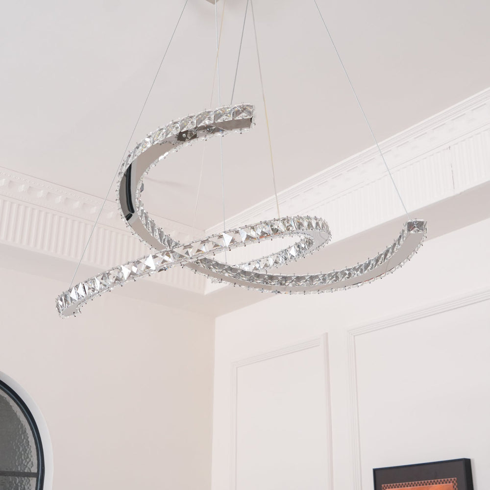 Aria Double-C Crystal Chandelier – Modern Silver Accent