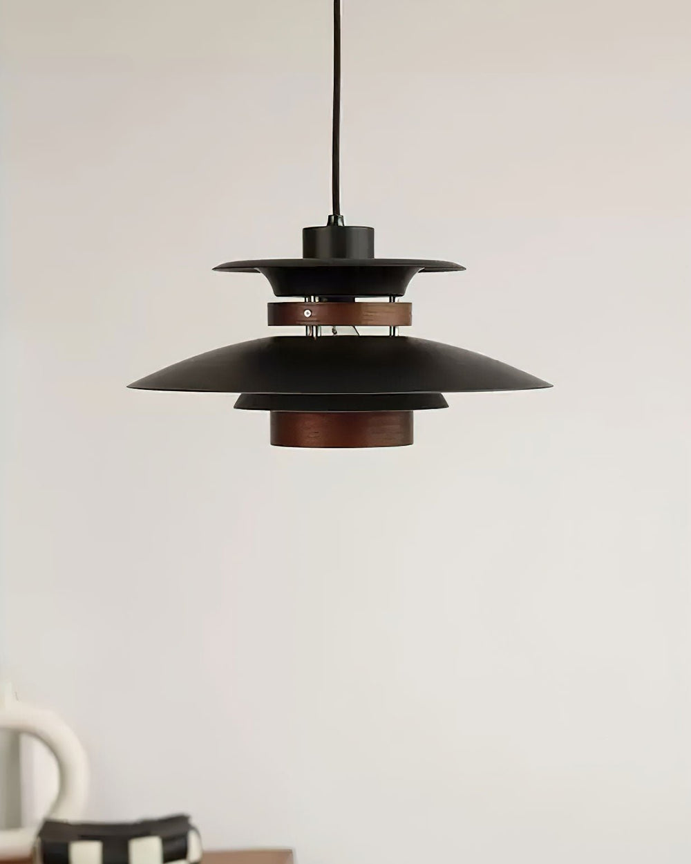 Mercero Wood & Metal Dome Pendant – Warm Oak Accent