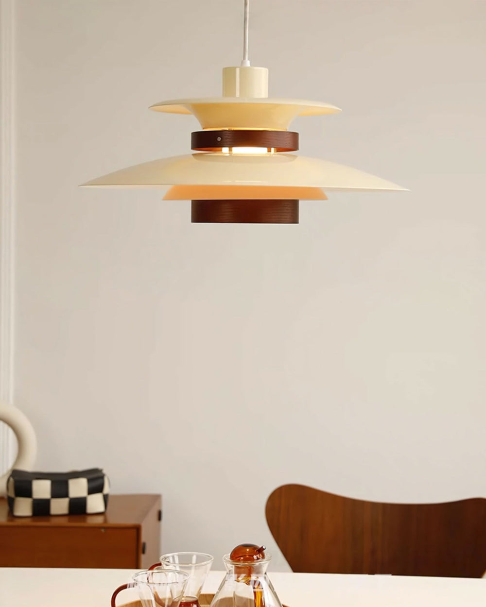 Mercero Wood & Metal Dome Pendant – Warm Oak Accent