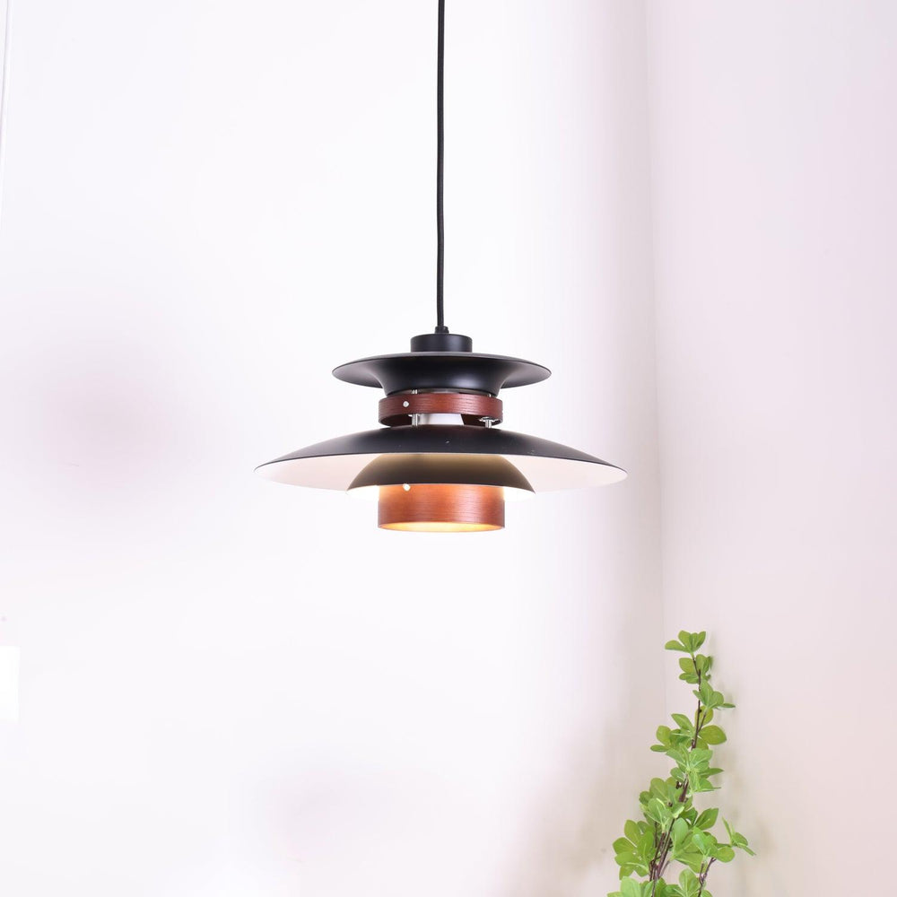 Mercero Wood & Metal Dome Pendant – Warm Oak Accent