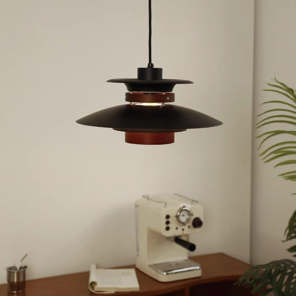 Mercero Wood & Metal Dome Pendant – Warm Oak Accent