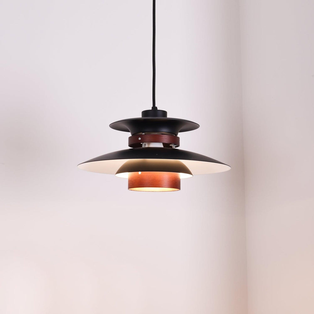 Mercero Wood & Metal Dome Pendant – Warm Oak Accent