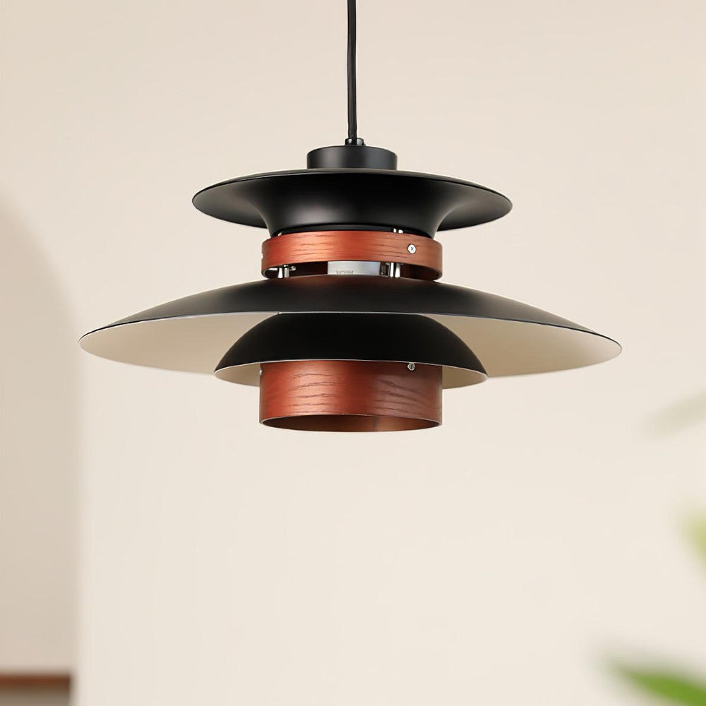 Mercero Wood & Metal Dome Pendant – Warm Oak Accent