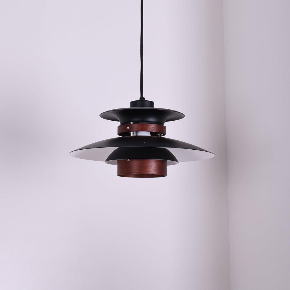 Mercero Wood & Metal Dome Pendant – Warm Oak Accent