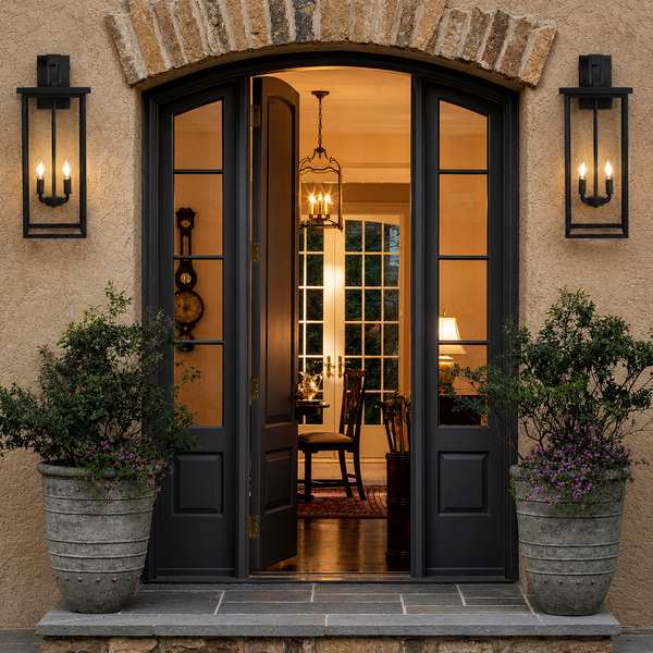 Monarch Large Outdoor Wall Light – Modern Black Exterior Lantern Fixture