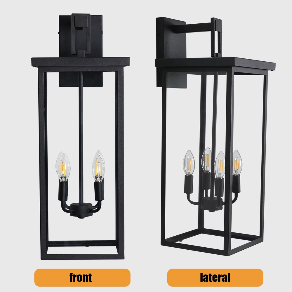 Monarch Large Outdoor Wall Light – Modern Black Exterior Lantern Fixture
