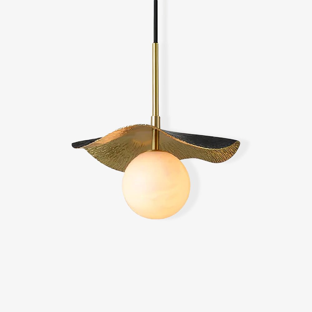 Montera Alabaster Globe Pendant – Hand-Hammered Brass