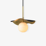 Montera Alabaster Globe Pendant – Hand-Hammered Brass