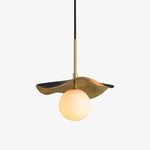 Montera Alabaster Globe Pendant – Hand-Hammered Brass