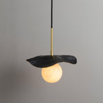 Montera Alabaster Globe Pendant – Hand-Hammered Brass
