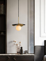 Montera Alabaster Globe Pendant – Hand-Hammered Brass