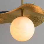 Montera Alabaster Globe Pendant – Hand-Hammered Brass
