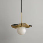 Montera Alabaster Globe Pendant – Hand-Hammered Brass