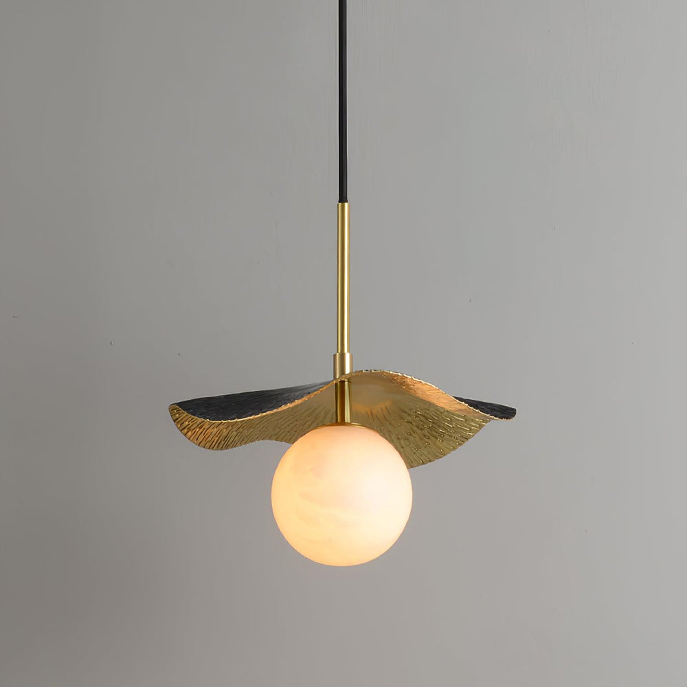 Montera Alabaster Globe Pendant – Hand-Hammered Brass