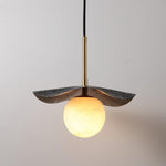 Montera Alabaster Globe Pendant – Hand-Hammered Brass