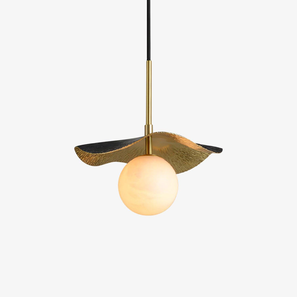 Montera Alabaster Globe Pendant – Hand-Hammered Brass
