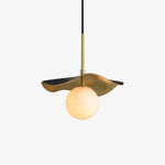 Montera Alabaster Globe Pendant – Hand-Hammered Brass