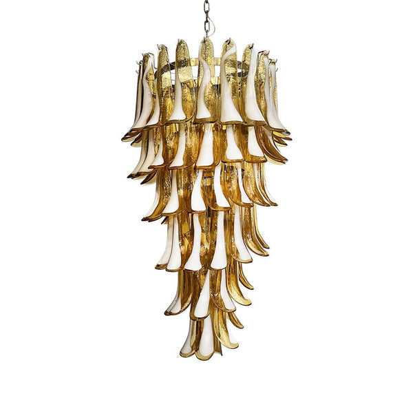 Glass Amber Petals Spiral Chandelier