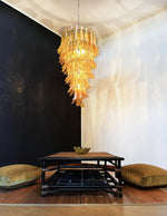 Glass Amber Petals Spiral Chandelier