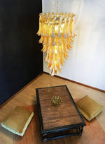 Glass Amber Petals Spiral Chandelier