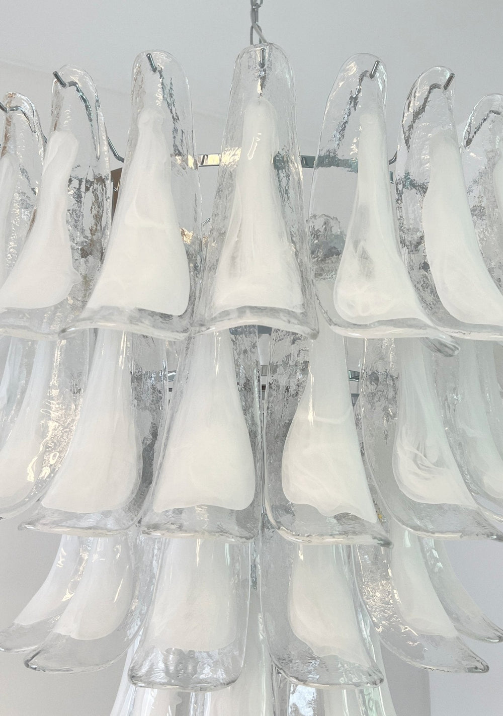 White Glass Petals Chandelier