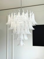 White Glass Petals Chandelier