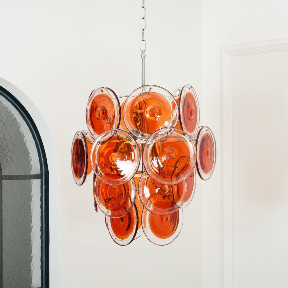 Orange Disk Glass Chandelier