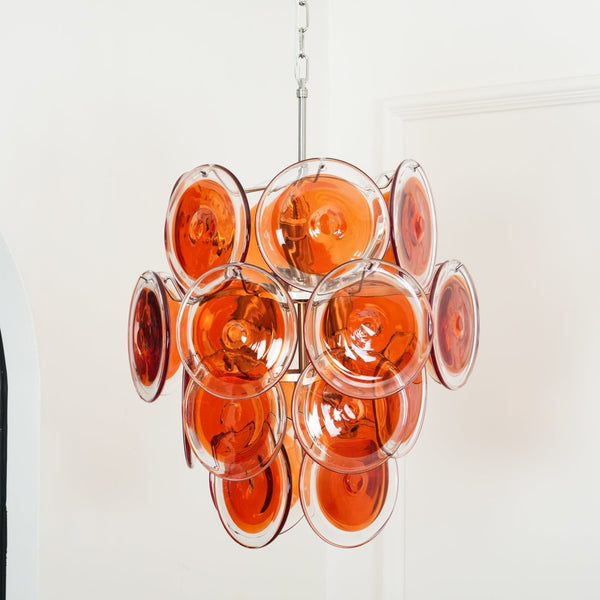 Orange Disk Glass Chandelier