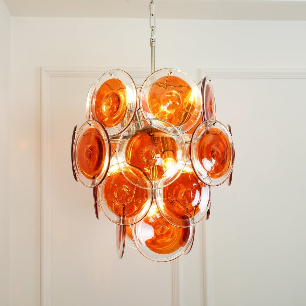 Orange Disk Glass Chandelier