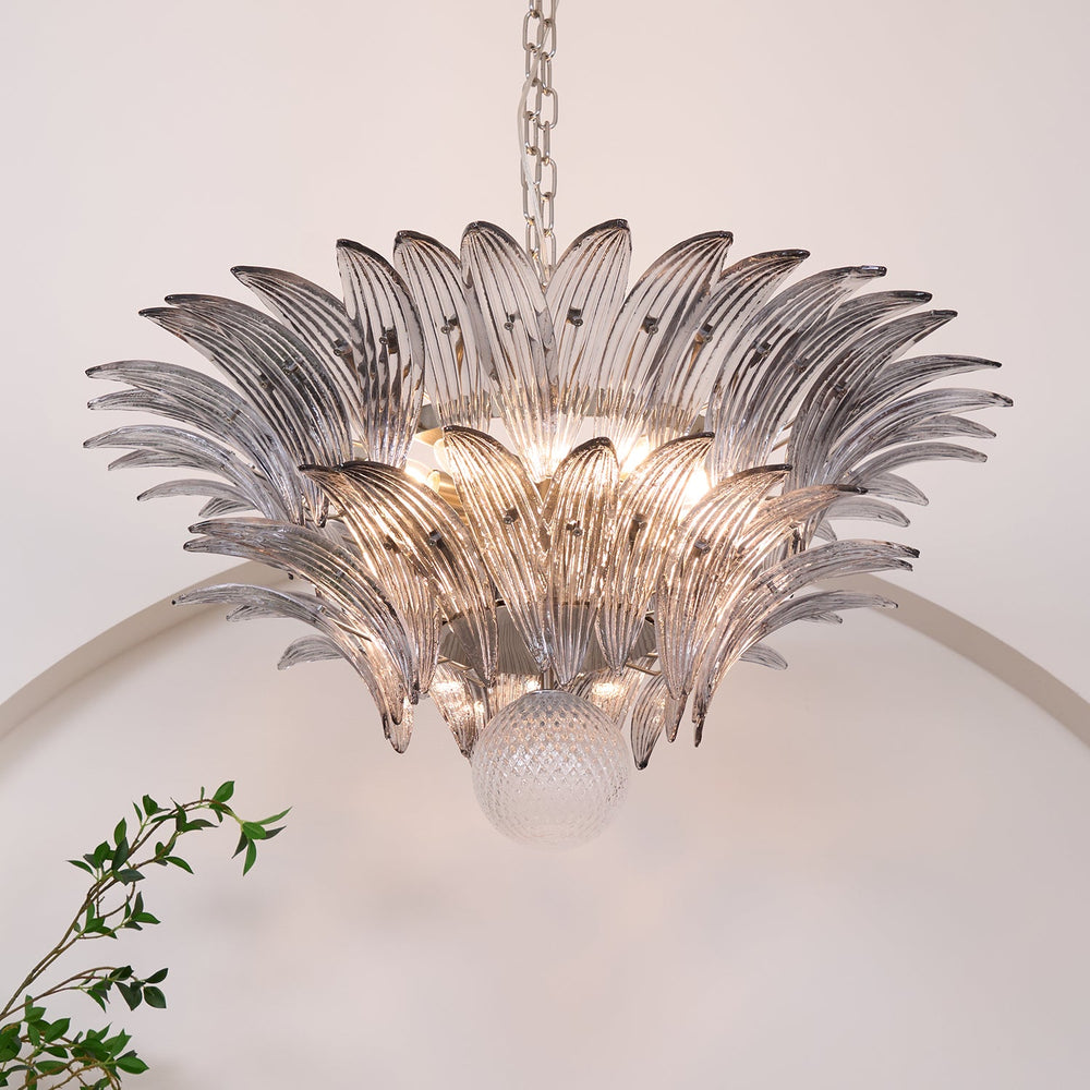 Glass Palmette Transparent Chandelier