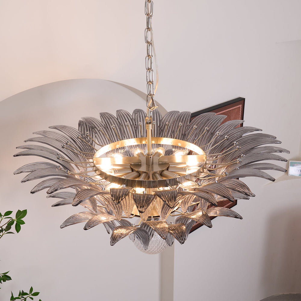 Glass Palmette Transparent Chandelier
