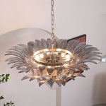 Glass Palmette Transparent Chandelier