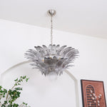 Glass Palmette Transparent Chandelier