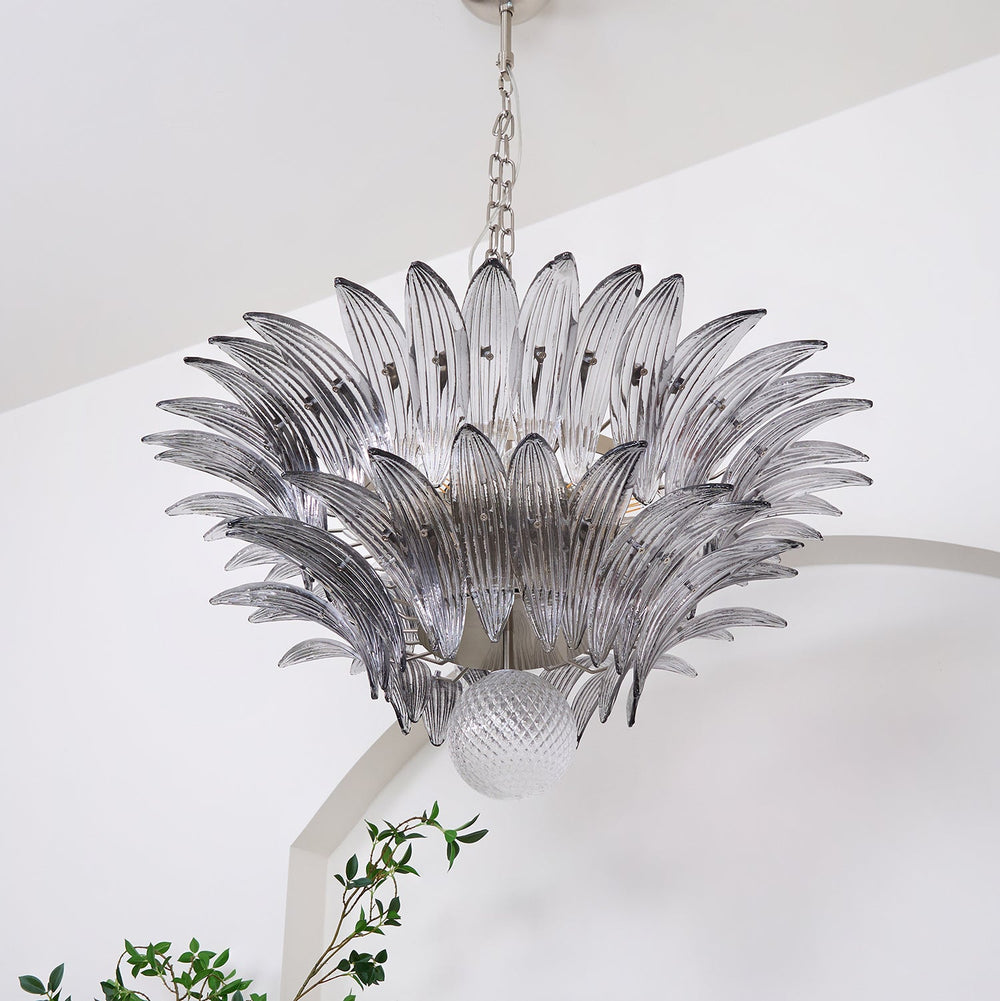 Glass Palmette Transparent Chandelier