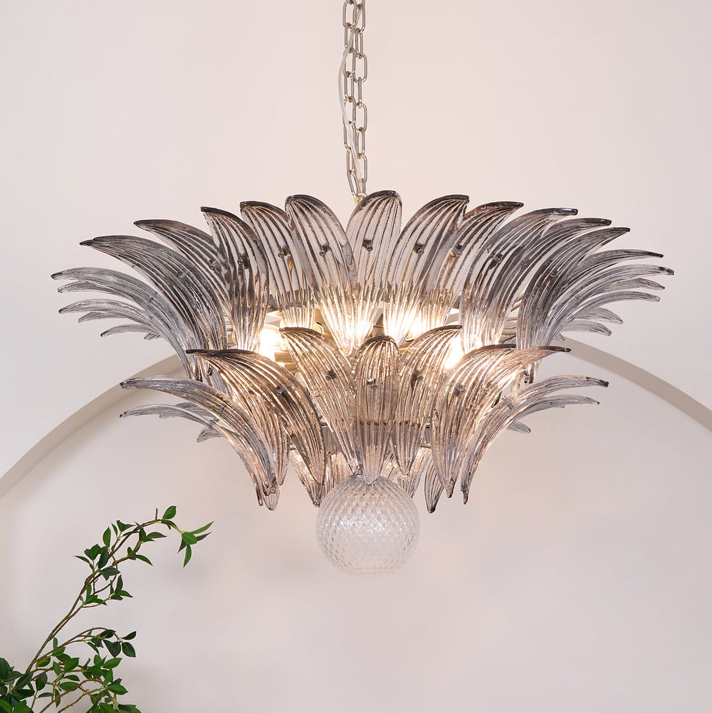 Glass Palmette Transparent Chandelier