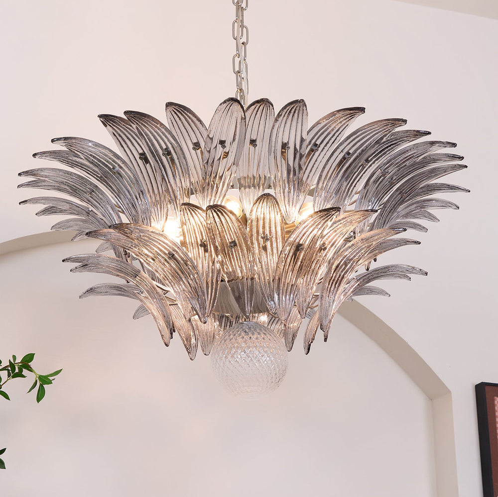 Glass Palmette Transparent Chandelier