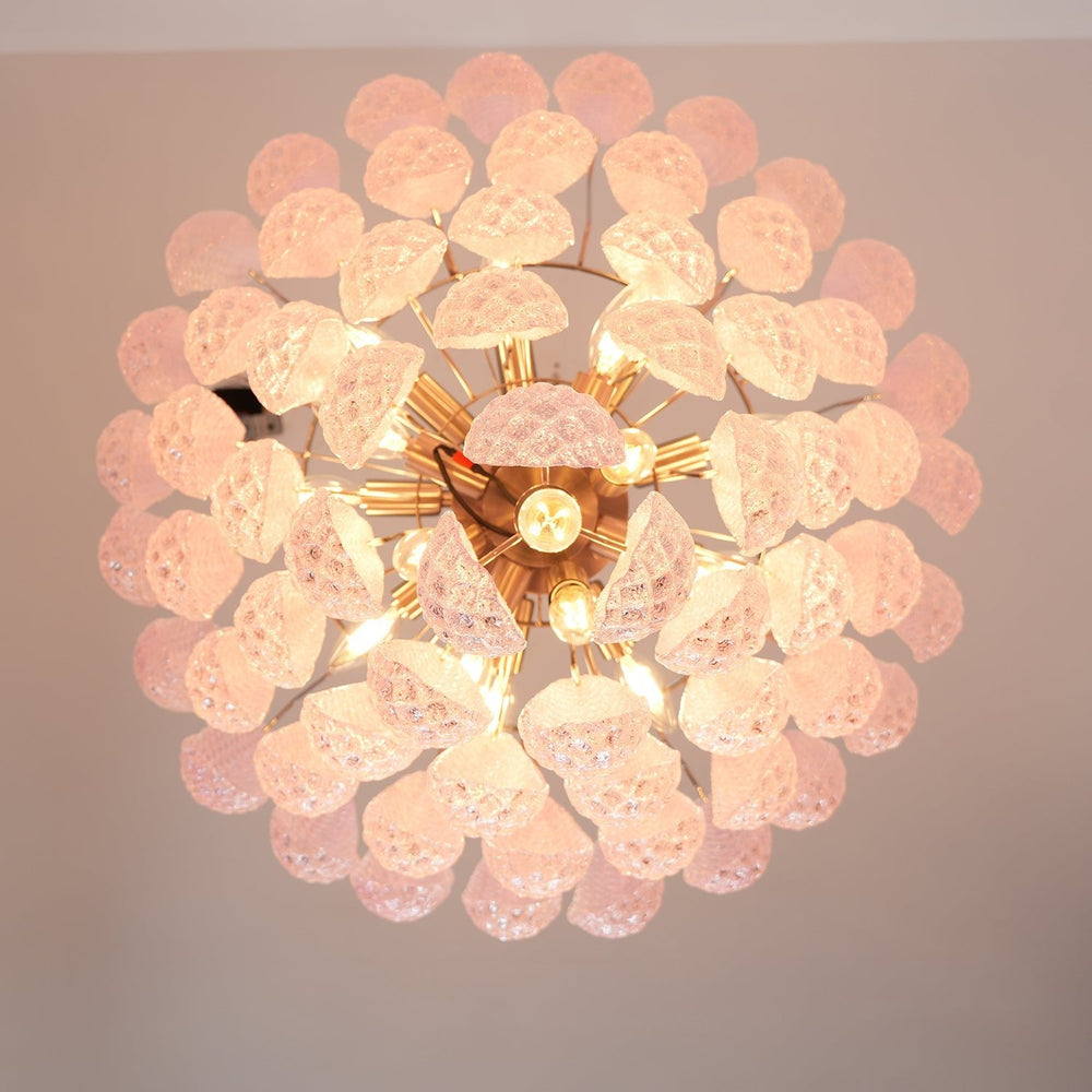 Pink Glass Droplet Chandelier