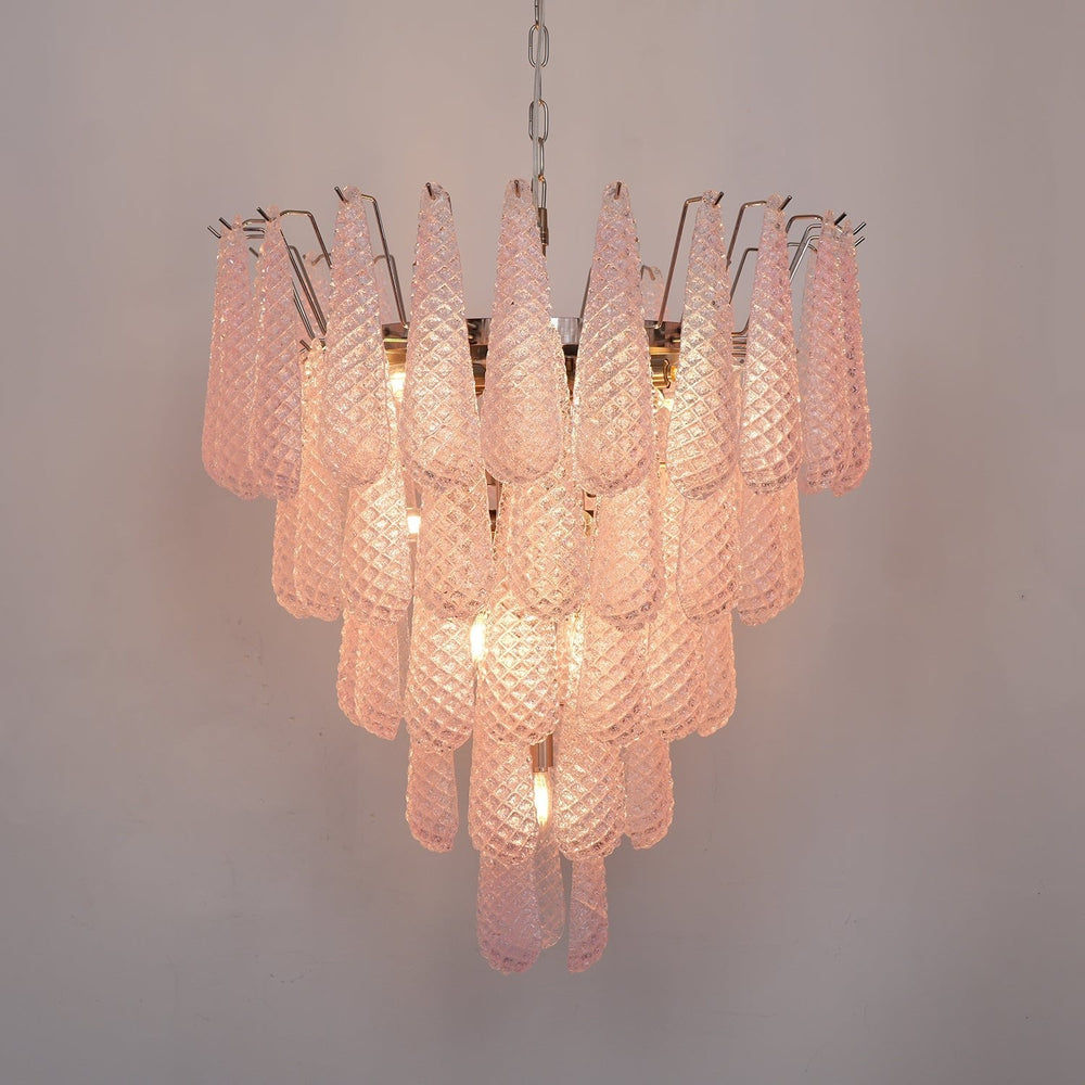 Pink Glass Droplet Chandelier