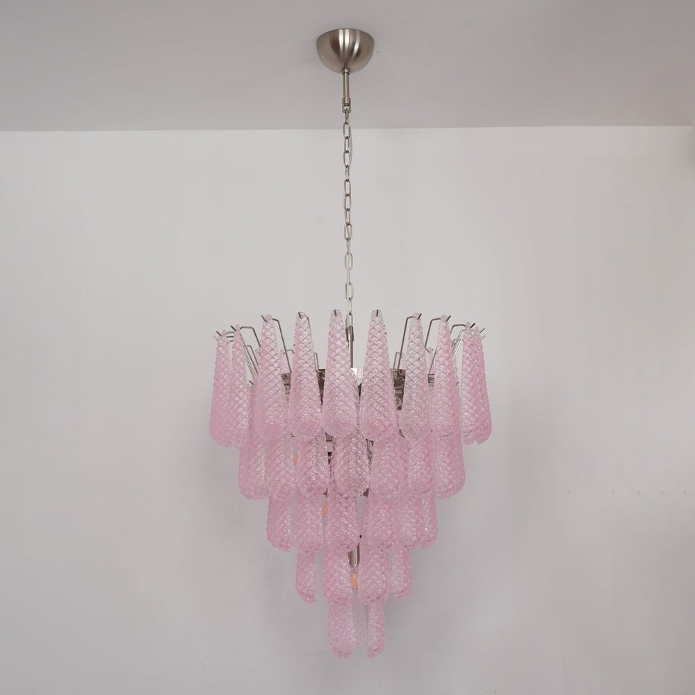 Pink Glass Droplet Chandelier