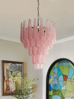 Pink Glass Droplet Chandelier